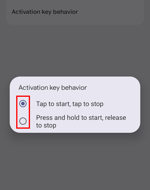 Select one of the two options